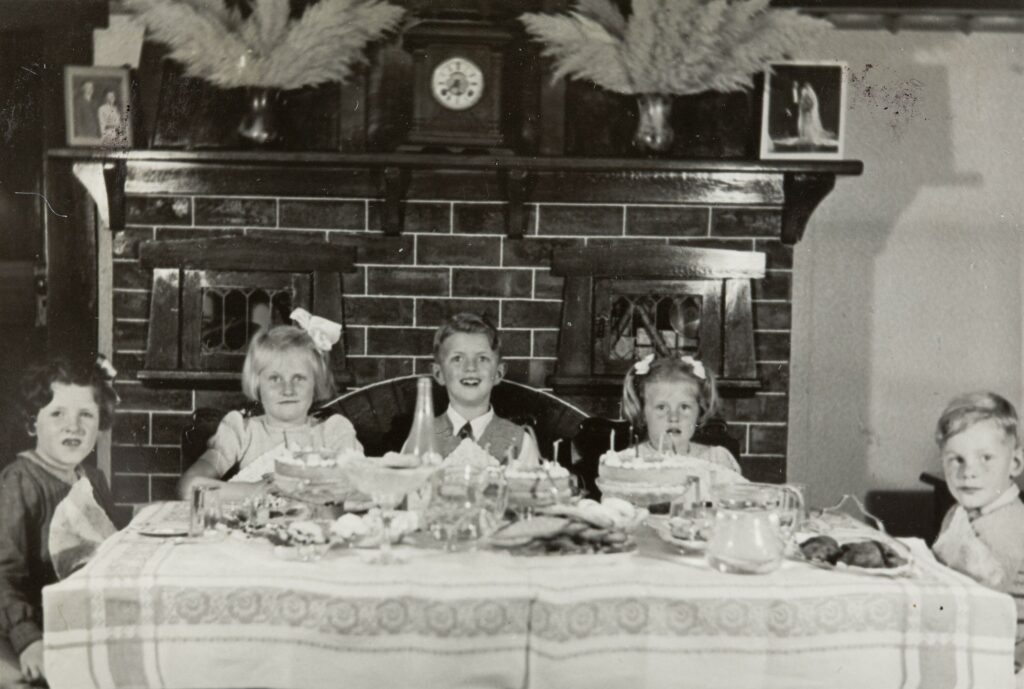 Digital Photograph - Children's Birthday Party, Dining Room, Caulfield, 1946 - a group of children s