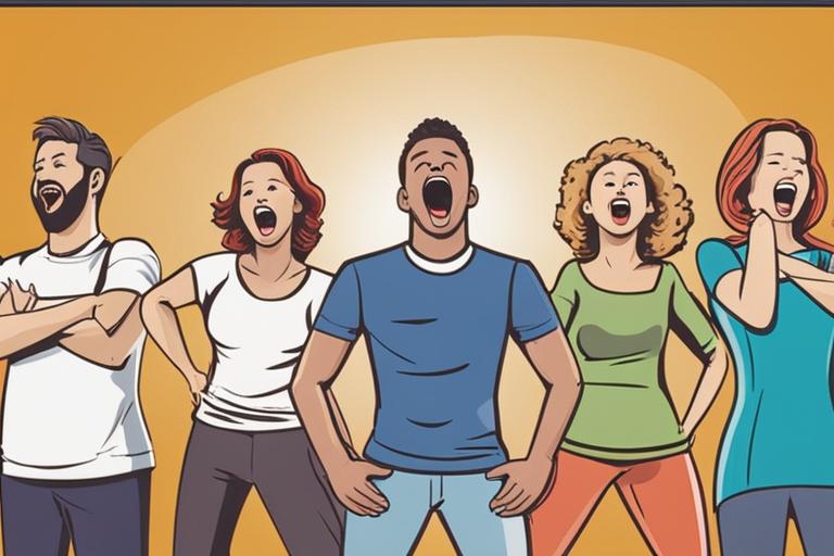 The featured image should contain a group of people engaging in vocal warm-up exercises