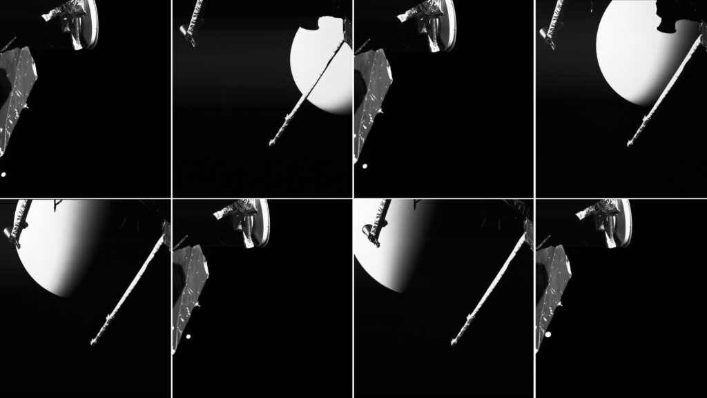 File:BepiColombo images fly straight into archive ESA22276989.jpeg - a series of six black and white