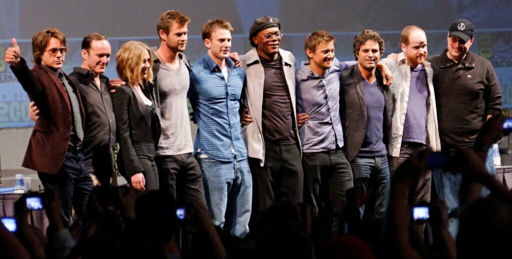 File:The Avengers Cast 2010 Comic-Con cropped.jpg - the cast of the film's upcoming movie, the hang