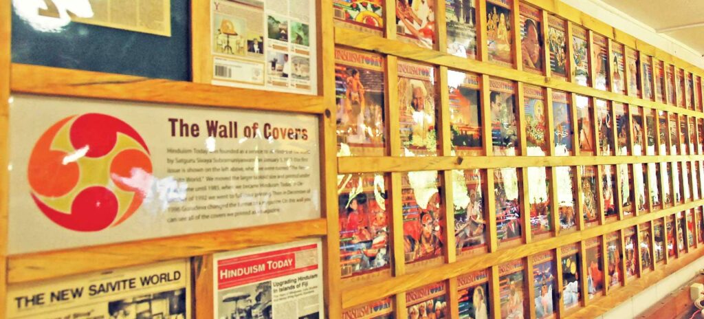 Hinduism Today-Wall of Covers - a wall of magazines